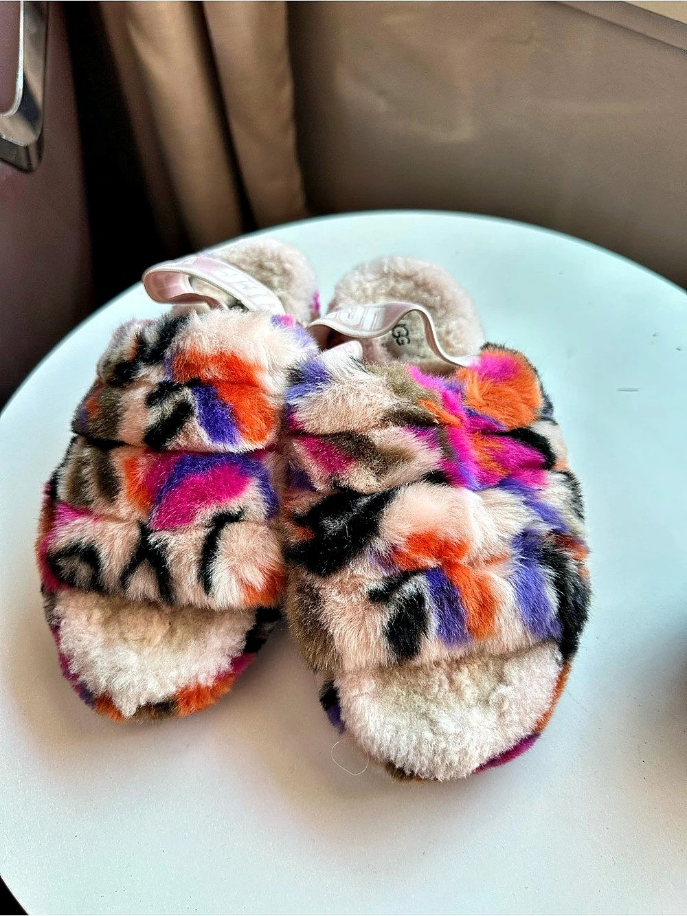 UGG Fluff Yeah Slide Cali Collage Multicolor Slippers US 7
